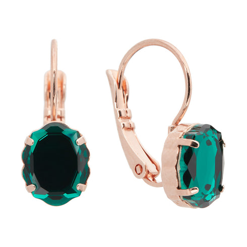 Auskarai "Baroko Veidrodis (Smaragdas)" su Swarovski™ kristalais